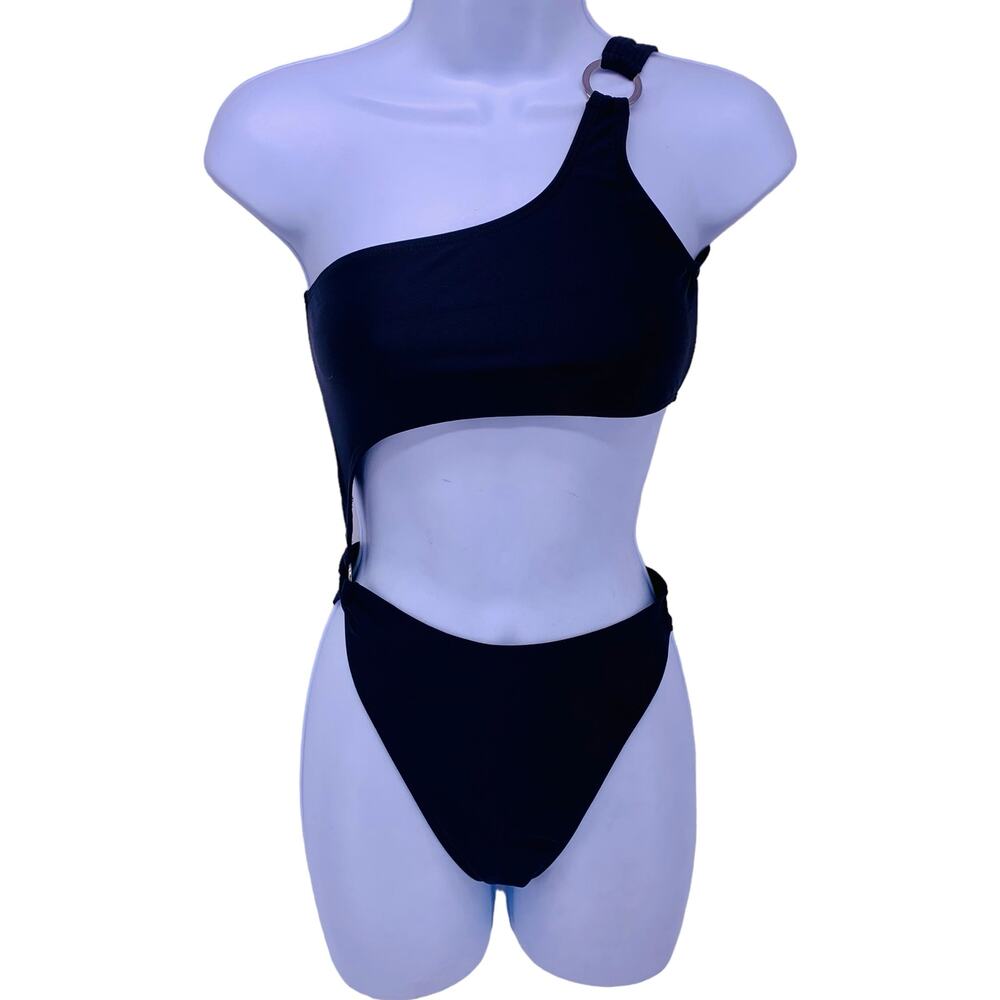 Jilaine Swim Glossy One Piece Swimsuit Womens Size S
